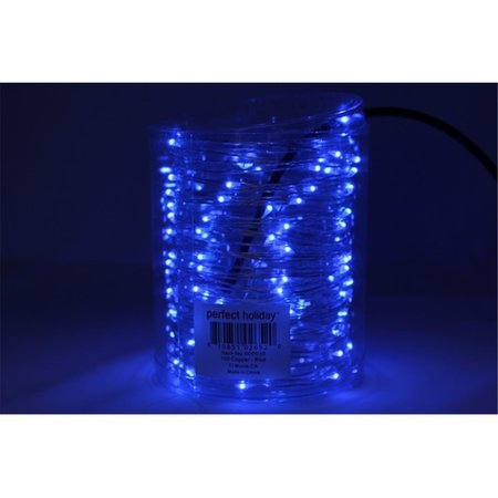 PERFECT HOLIDAY Battery Operated 100 LED Copper String Light Blue 600036